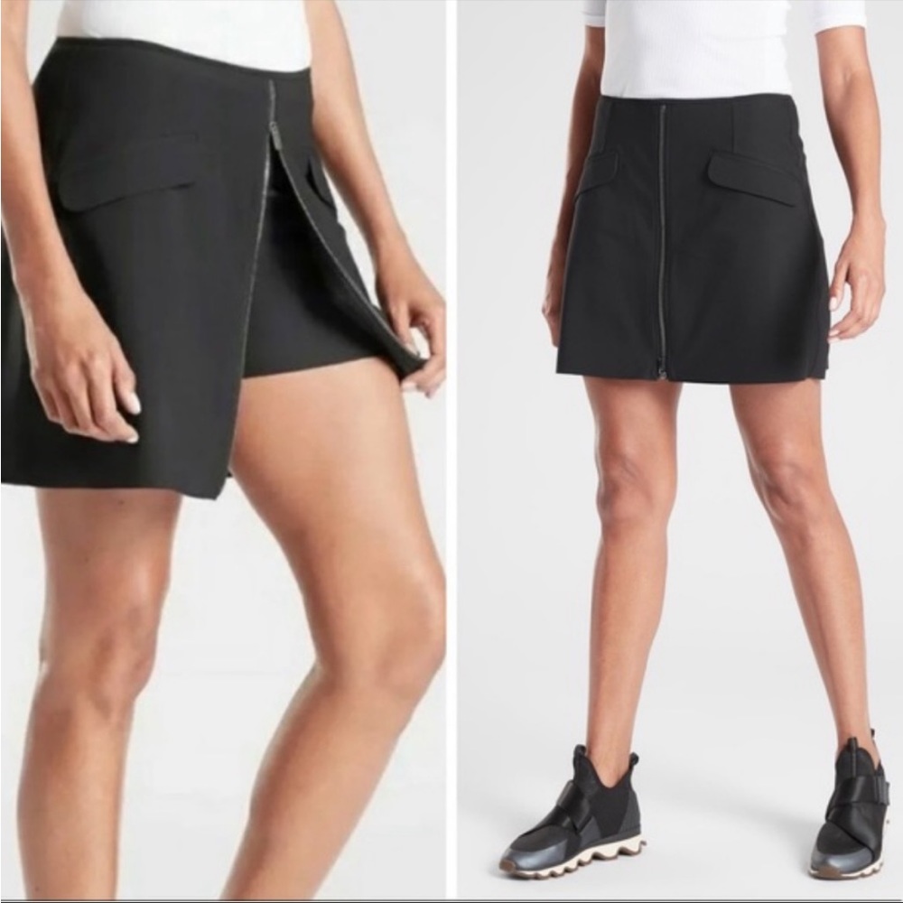 Athleta black stellar skort zip front size L